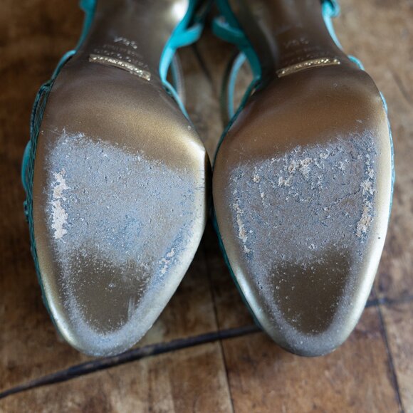 Dolce & Gabbana Turquoise Snake Strappy Heels – Italian Luxury, Size 38.5 - Picture 14 of 14